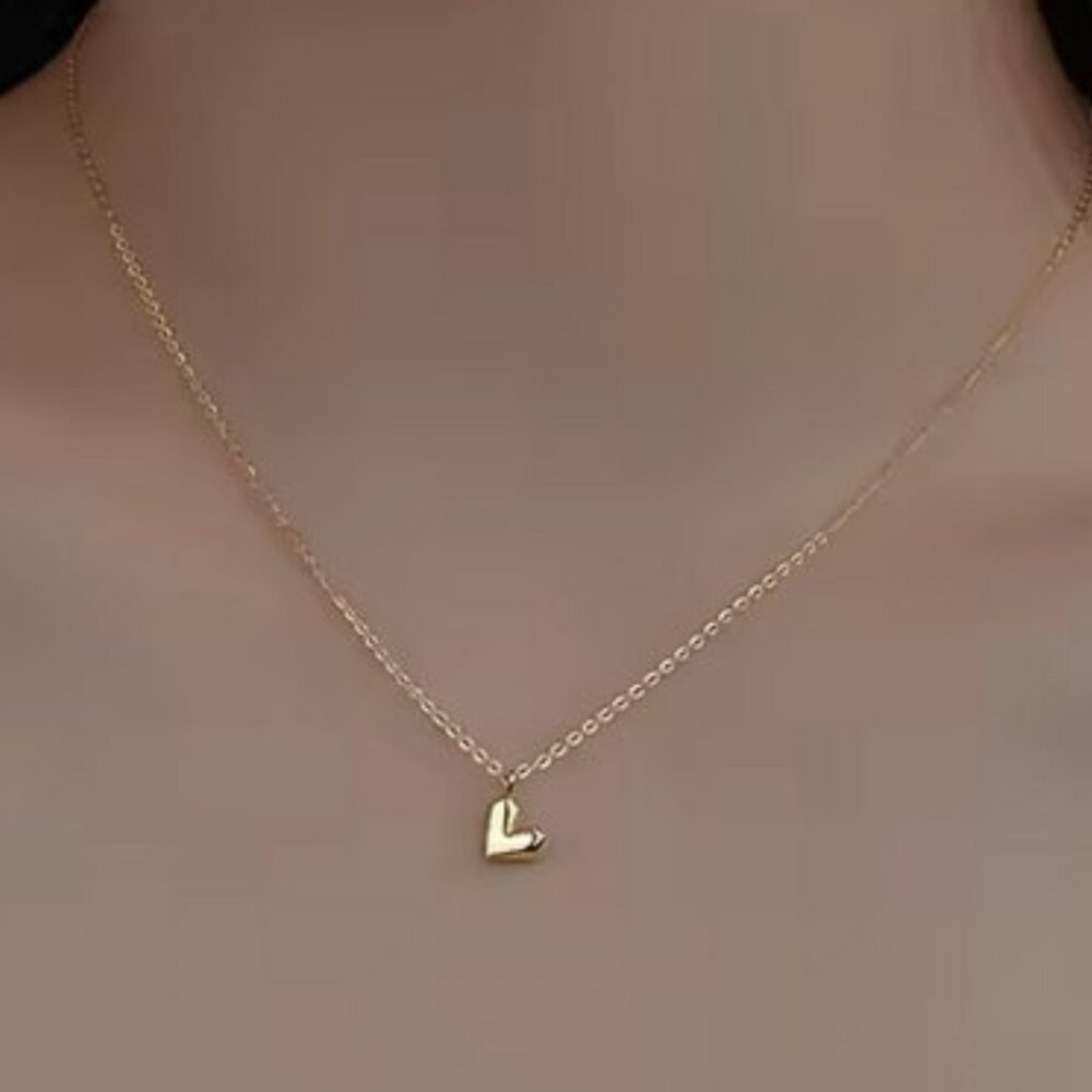Heart Pendant Necklace in Gold & Silver. 925 Sterling Silver. #1093